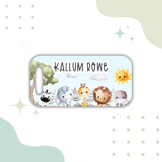 A personalized Bag Tag featuring vibrant jungle animals, showcasing a unique and playful design for animal lovers.