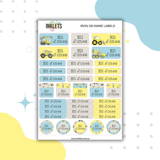 Construction Iron on Labels