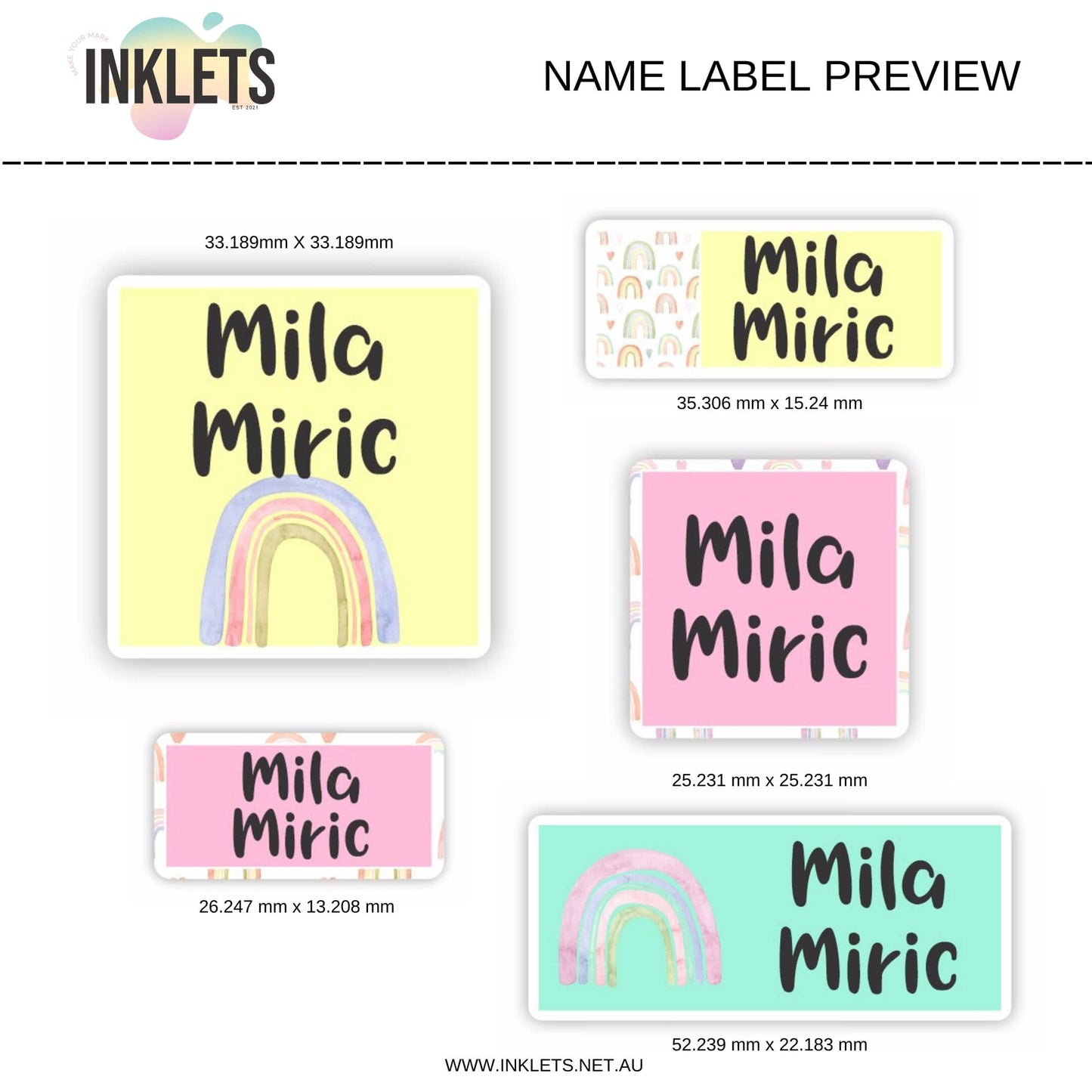 Rainbow Name Label Sheet