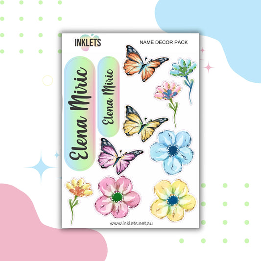 Butterflies Name Decor Sheets