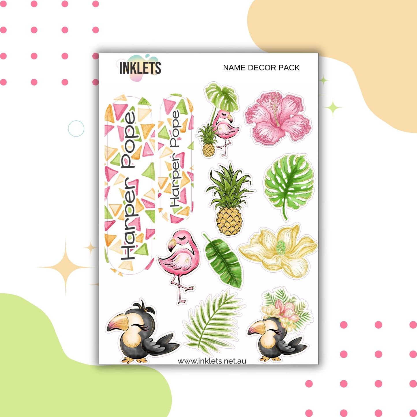 Tropics Name Decor Sheets