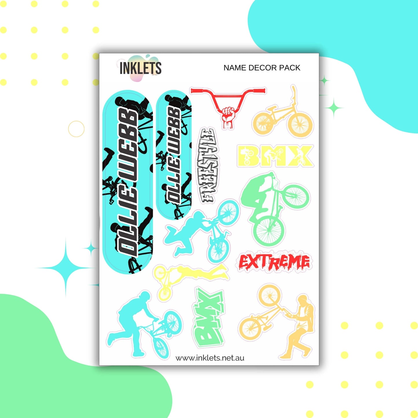 BMX Name Decor Sheets