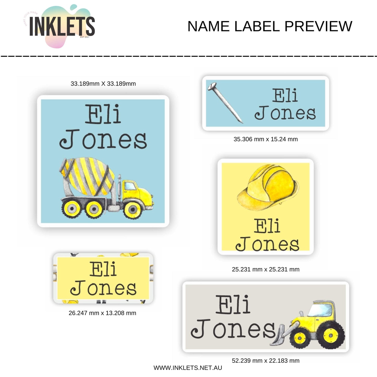 Construction Name Label Sheet