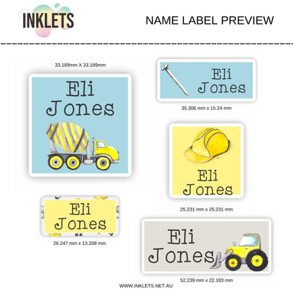 Construction Name Label Sheet