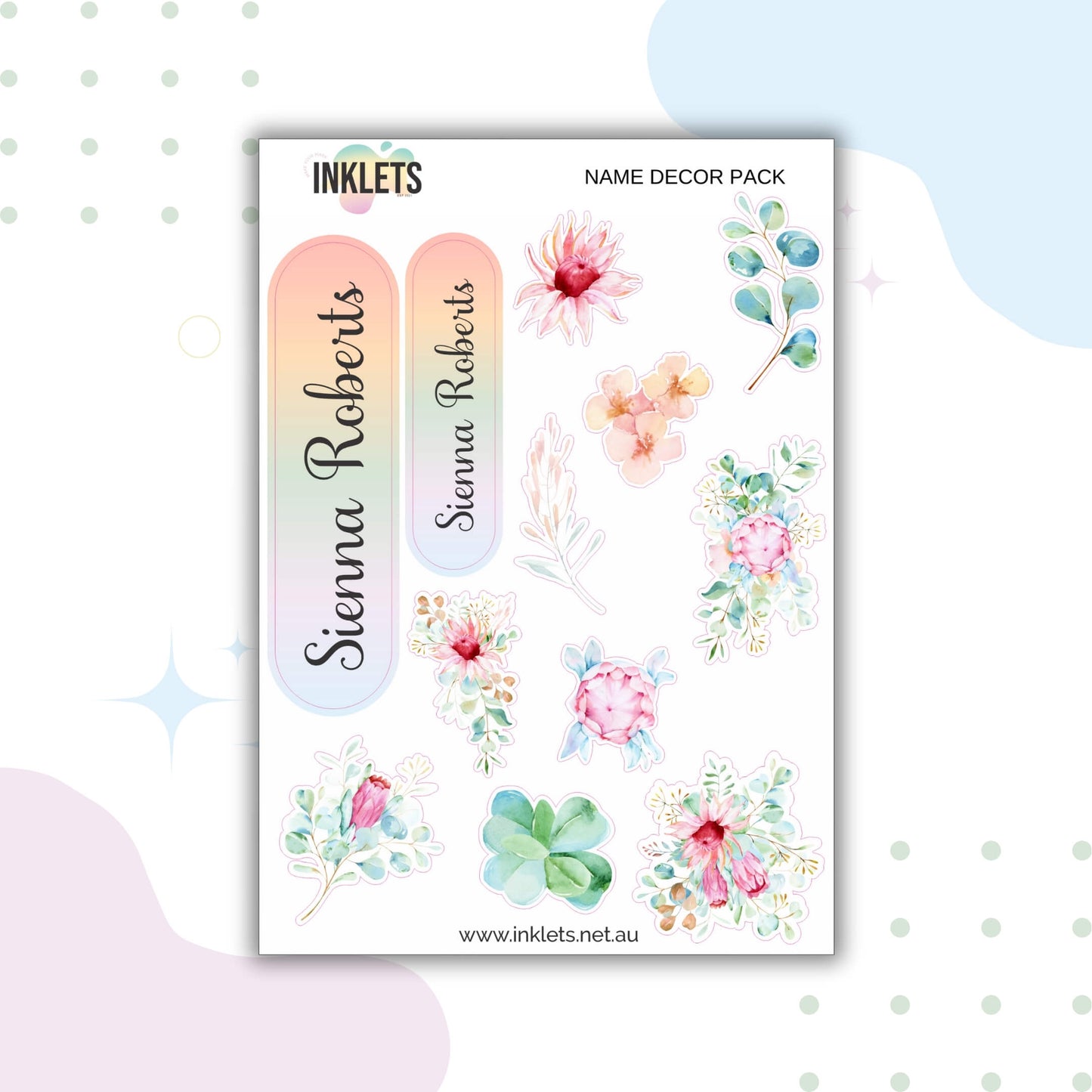 Protea Symphony Name Decor Sheets