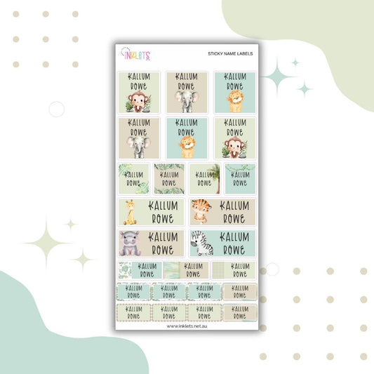 Colourful planner stickers in various shapes and sizes, featuring a Jungle theme with soft hues for a fun, organised look