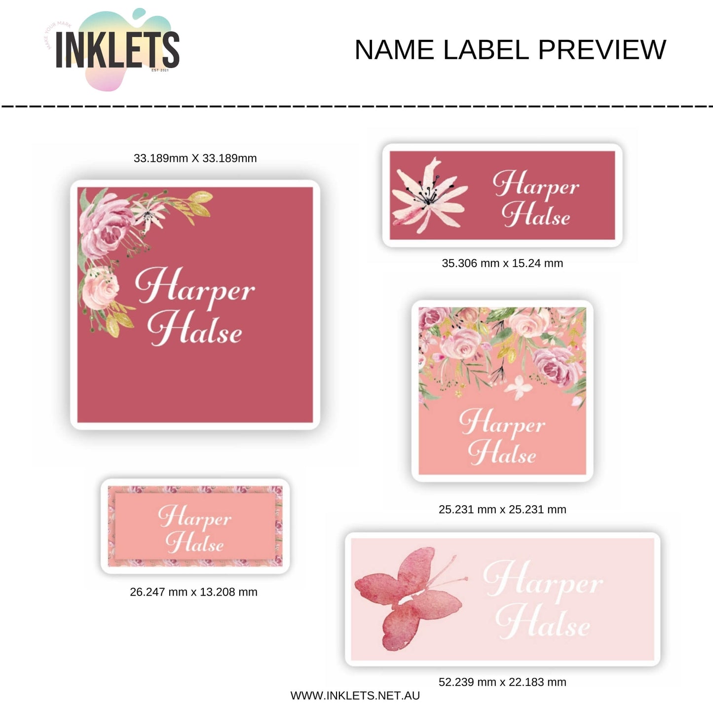 Blush Floral Name Label Sheet