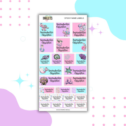 Mermaids Name Label Sheet