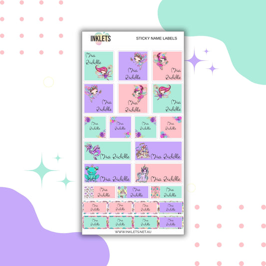 Fairyland Name Label Sheet