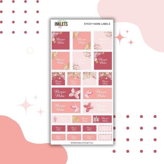 Blush Floral Name Label Sheet
