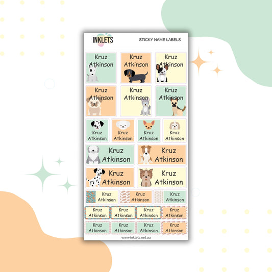 Puppy Dog Palz Name Label Sheet