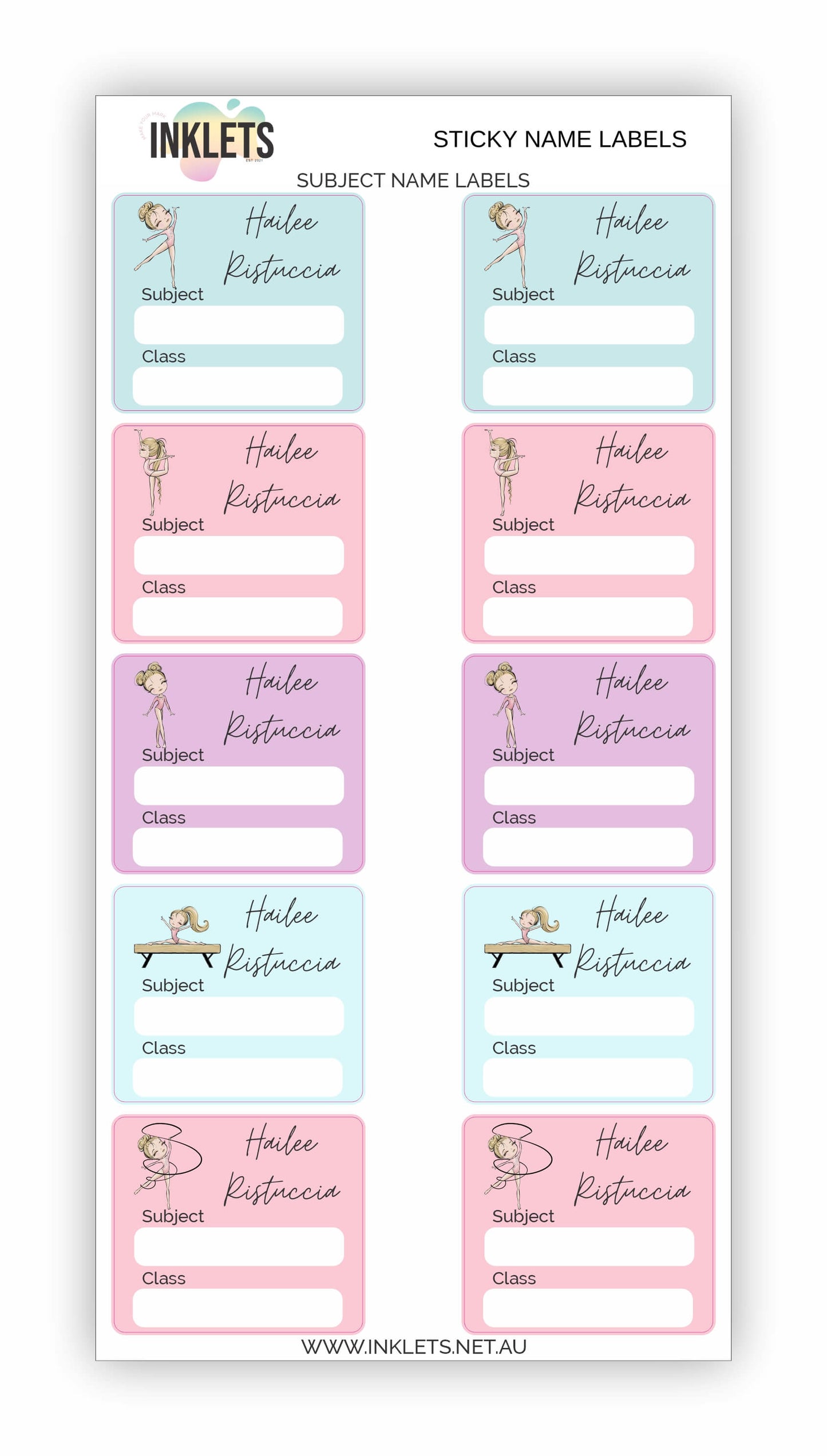 Gymnastics Name Label Bundle