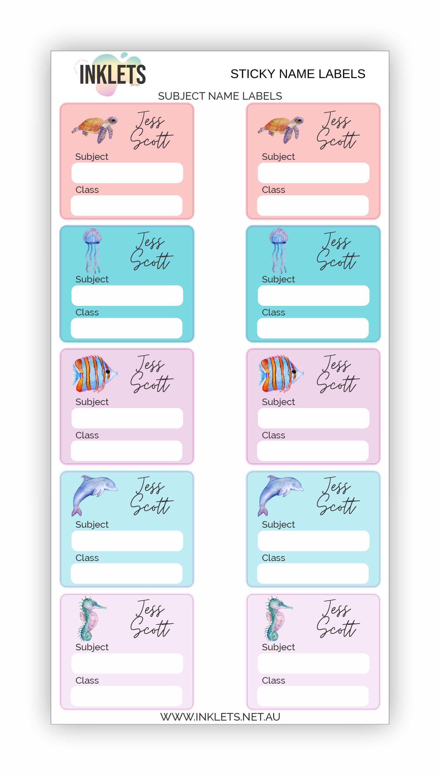 Ocean Life Name Label Bundle