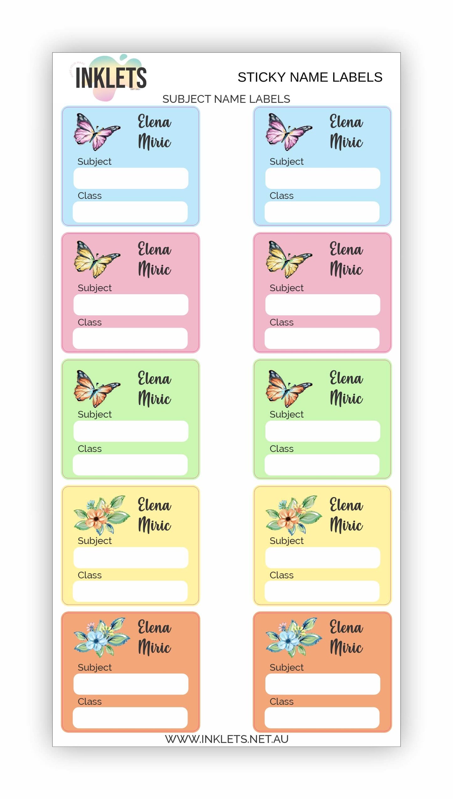 Butterflies Name Label Bundle