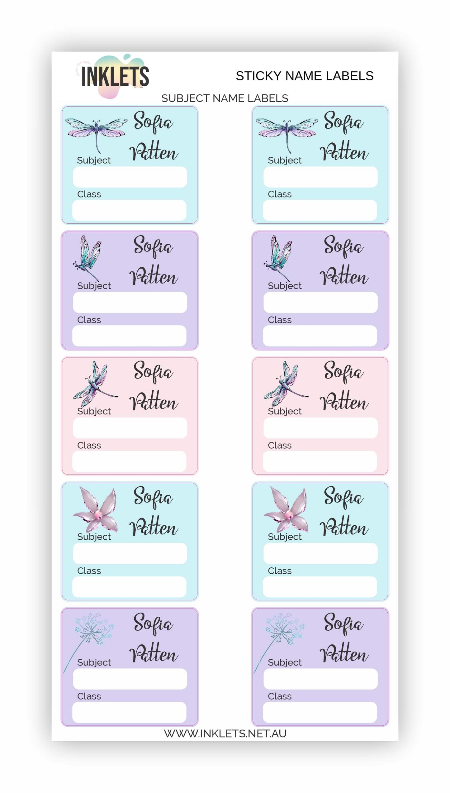 Dragonflies Name Label Bundle